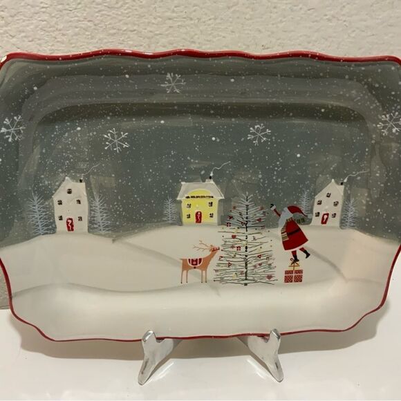 New Ten Strawberry Street Christmas square Platter 16x11.5 in - Picture 4 of 5